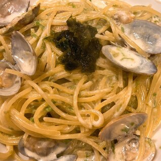 アサリと生海苔のクリームパスタ